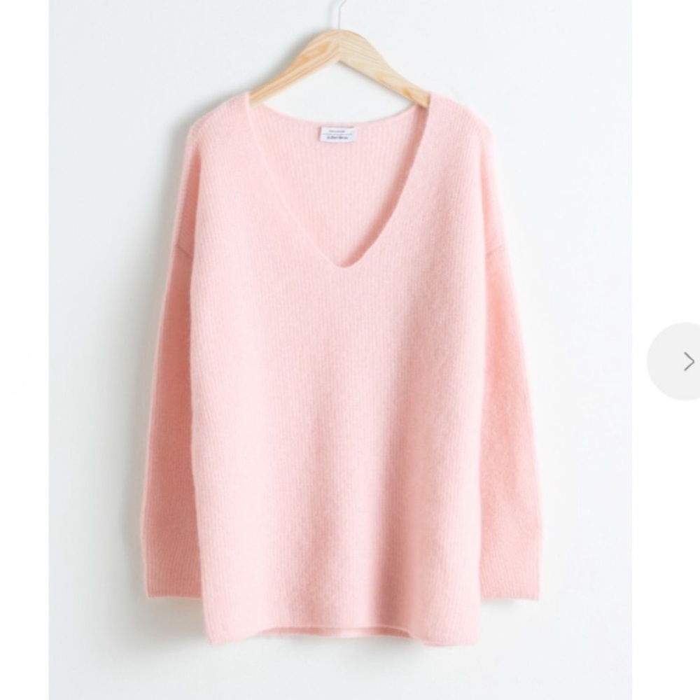& OTHER STORIES Mohair wool pink v neck sweater M